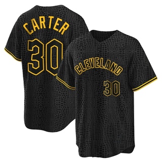 Replica Joe Carter Men's Cleveland Guardians Snake Skin City Jersey - Black