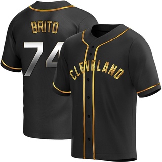 Replica Juan Brito Men's Cleveland Guardians Alternate Jersey - Black Golden