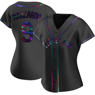 Replica Kyle Manzardo Women's Cleveland Guardians Alternate Jersey - Black Holographic