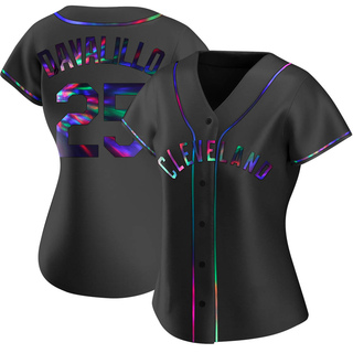 Replica Vic Davalillo Women's Cleveland Guardians Alternate Jersey - Black Holographic